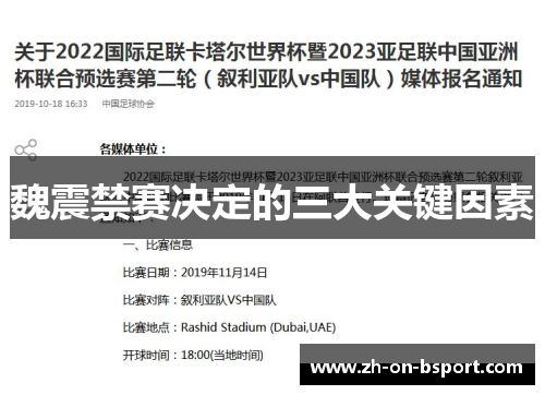 魏震禁赛决定的三大关键因素